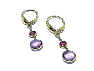 sárga arany ametiszttel ékített fülbevaló