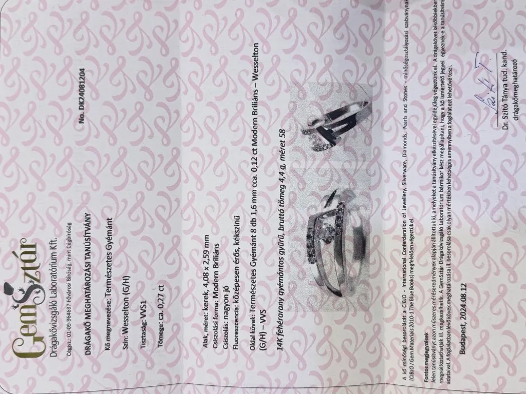 fehérarany gyűrű gyémánttal